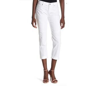 Liverpool Jeans NWT Marley Girlfriend Cuffed Distressed Jean in Luna White // 8